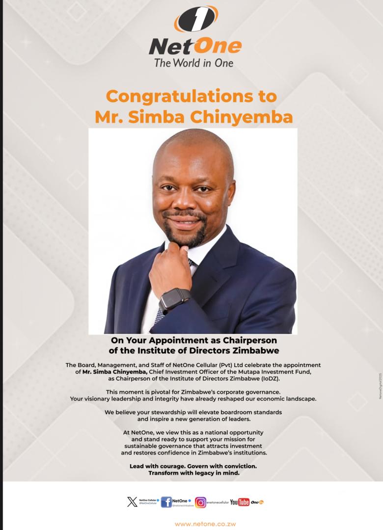 NetOne Applauds Simba Chinyemba on Appointment as IoDZ Chairperson