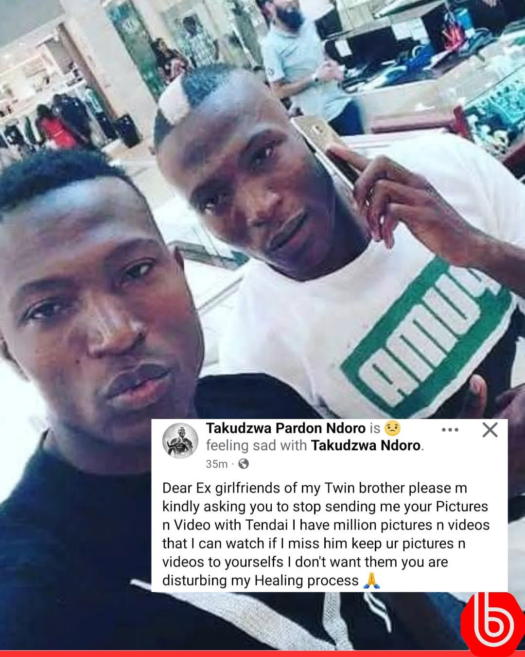 Takudzwa Ndoro Pleads With Late Twin’s Ex-Girlfriends to Stop Sending Private Videos