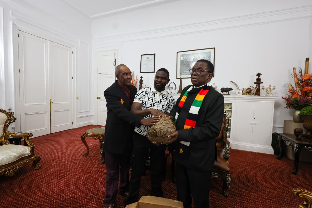 President Mnangagwa Receives Endangered Pangolin from Farmer